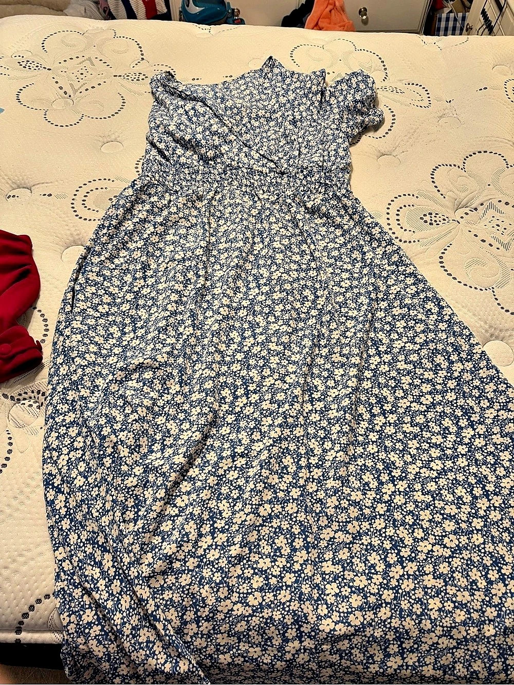 Floral Maxi Dress in Blue & White Like New
